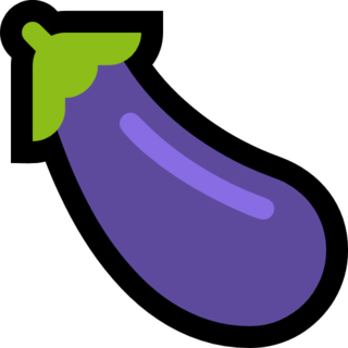 émoji aubergine : illustration représentant l'émoji aubergine tel qu'il s'affiche sur certaines applications de Microsoft. Son phallique lui vaut de nombreuses utilisations dans les communications en ligne.