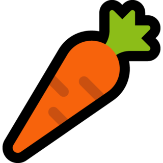 Ã©moji carotte : illustration de cet Ã©moji reprÃ©sentant une carotte diagonale de couleur orange, avec les fanes visibles.
