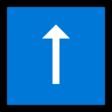émoji flèche en haut : flèche blanche avec la pointe en triangle apparaissant dans un carré bleu borduré de noir. 