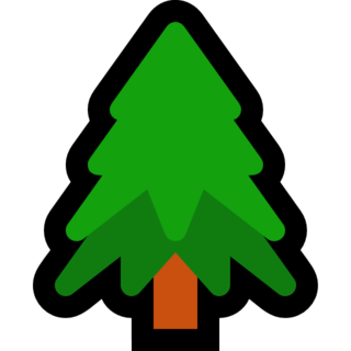 émoji sapin (conifère) : l'émoji tel qu'il s'affiche sur les applications de Microsoft, montrant un arbre au tronc marron et à feuilles persistantes vert, représentant un sapin.