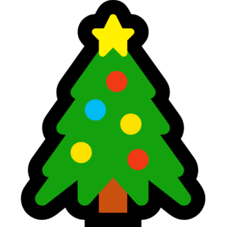 émoji sapin de Noël : tel qu'il s'affiche sur certaines applications de Microsoft, affichant des boules multicolores et une étoile à la cime.